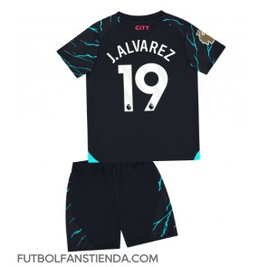 Manchester City Julian Alvarez #19 Tercera Equipación Niños 2023-24 Manga Corta (+ Pantalones cortos)